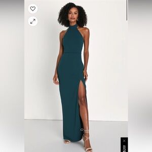 Lulu’s Remarkable Elegance Tesl Backless Halter dress